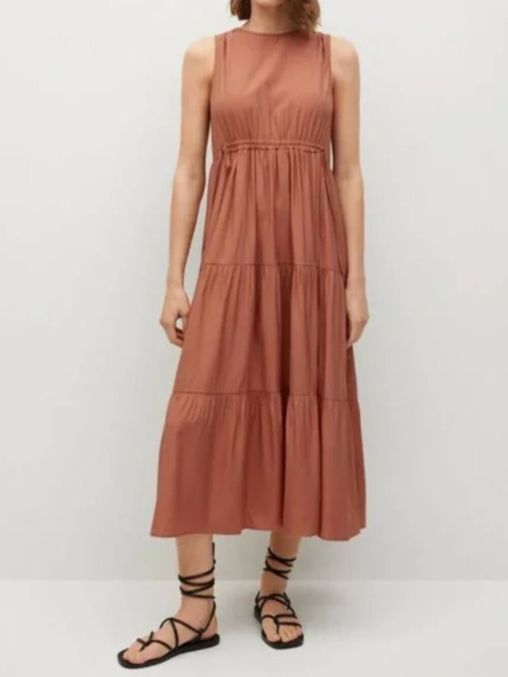 Mango "Abril" Sleeveless Maxi Dress | Burnt Orange | Size 2 (fits XS)